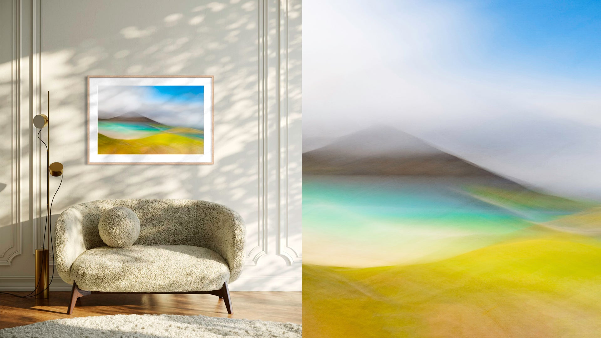 colourful seascape print in a natural colour home
