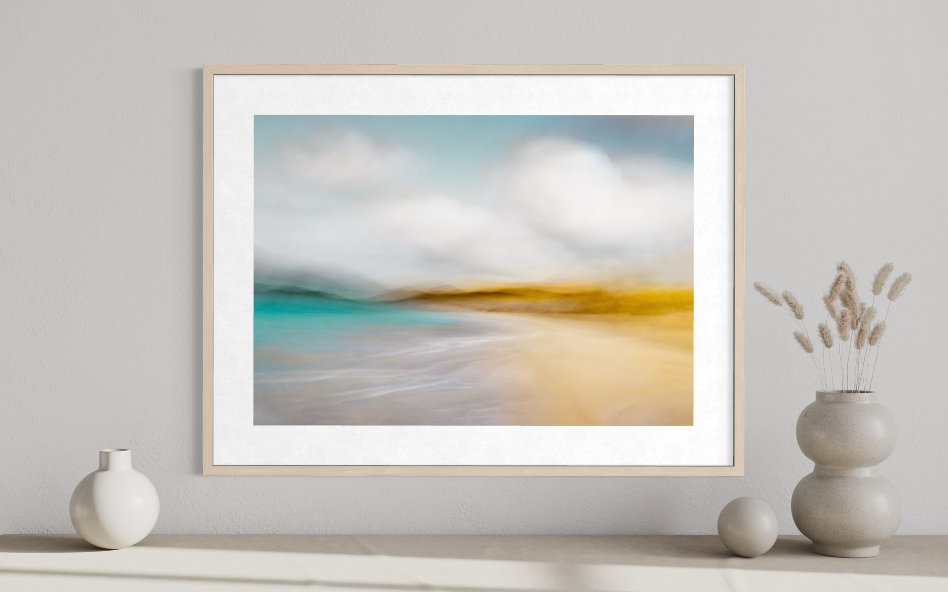 collectable coastal art prints of a remote scottish beach