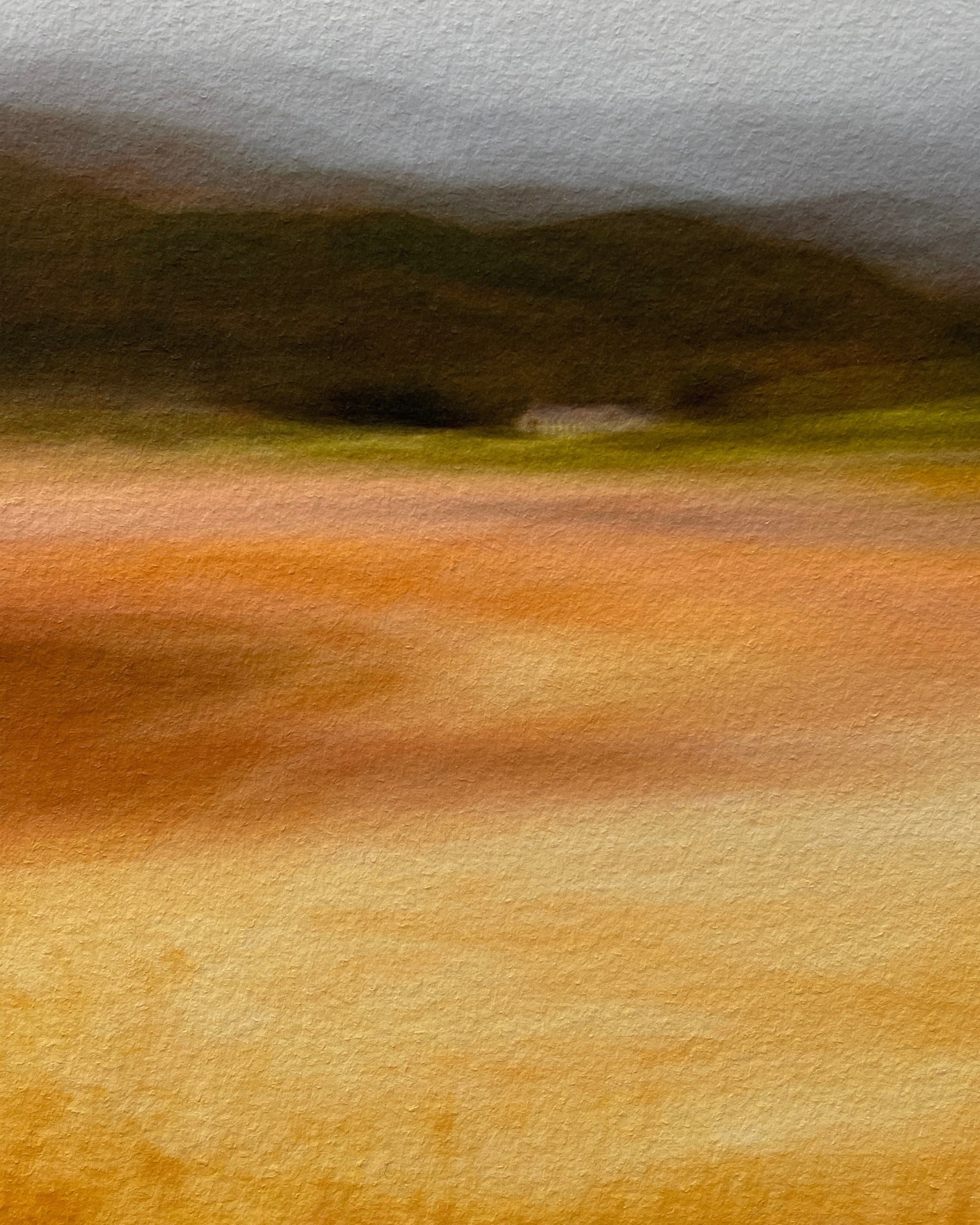 Abstract watercolor style art print with brown and orange hues